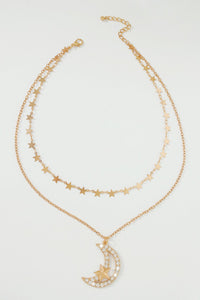 Rhinestone Moon And Star Necklace