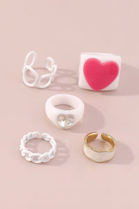 Red Heart Ring Set