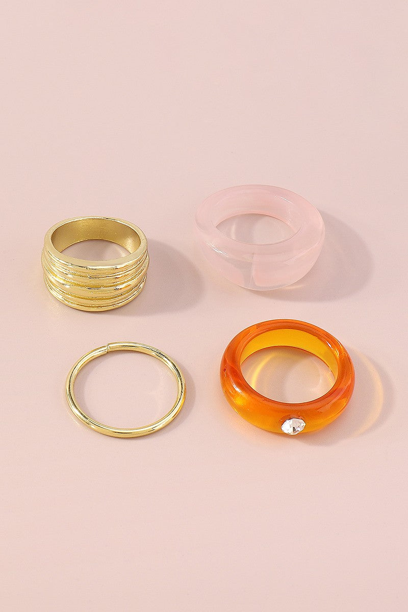 Pink/Gold Ring Set