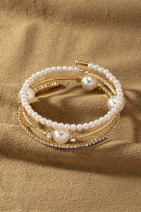 Gold Pearl And Rhinestone Bracelet