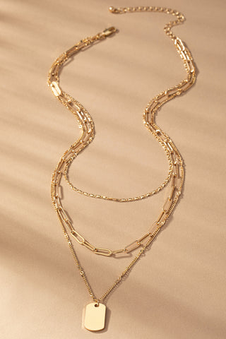 Gold Mixed Chain Pendant Necklace