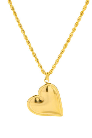 Gold Rope Chain Heart Necklace