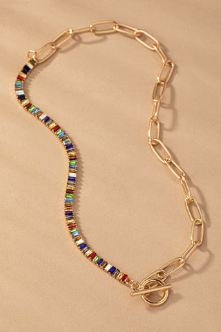 Colorful Crystal Mixed Chain Necklace