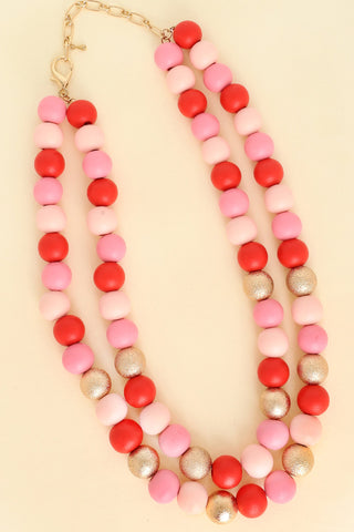 Pink/Red Double Layer Necklace