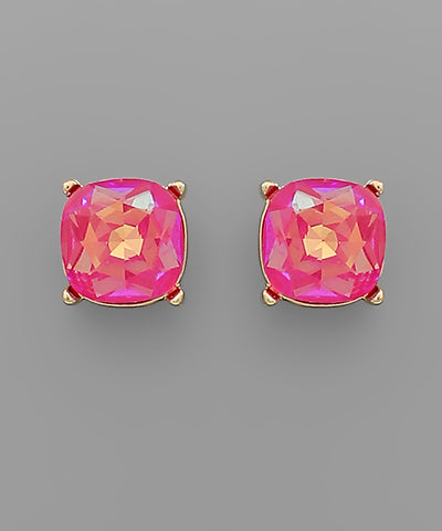 Fuchsia Stone Stud Earrings