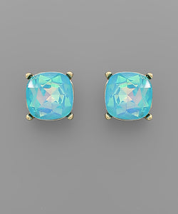 Aqua Stone Stud Earrings