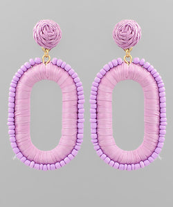 Lavender Raffia Oval Earrings
