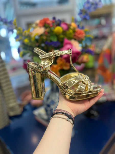 Avery Gold Strap Heels
