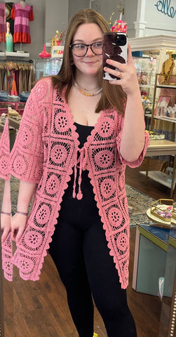 Mauve Crochet Cardigan