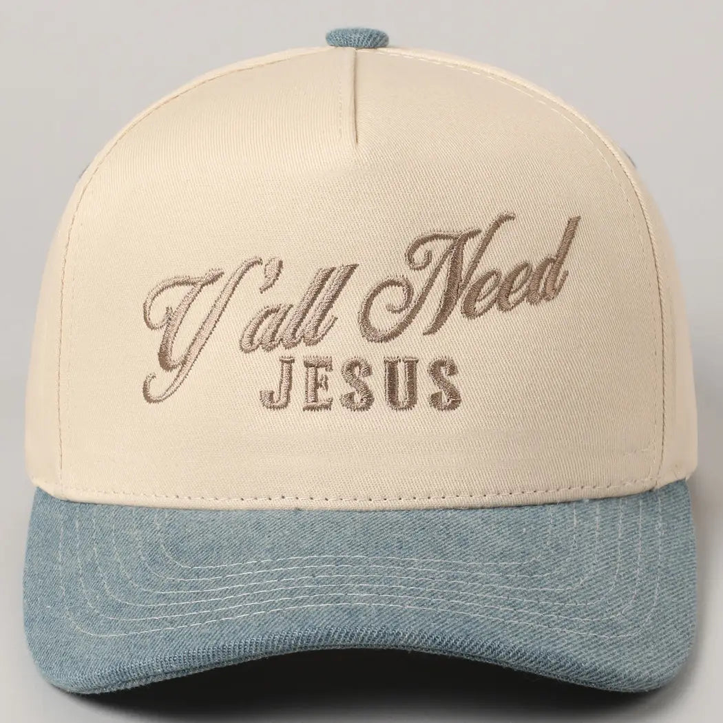 Y'all Need Jesus Trucker Hat - Denim