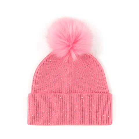 Pink Rhinestone Beanie