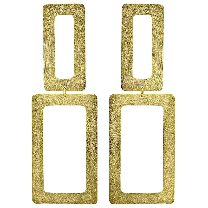 Sheila Fajl Double Rectangle Earrings - Brushed Gold