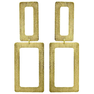 Sheila Fajl Double Rectangle Earrings - Brushed Gold