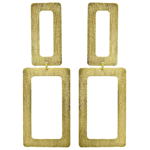 Sheila Fajl Double Rectangle Earrings - Brushed Gold