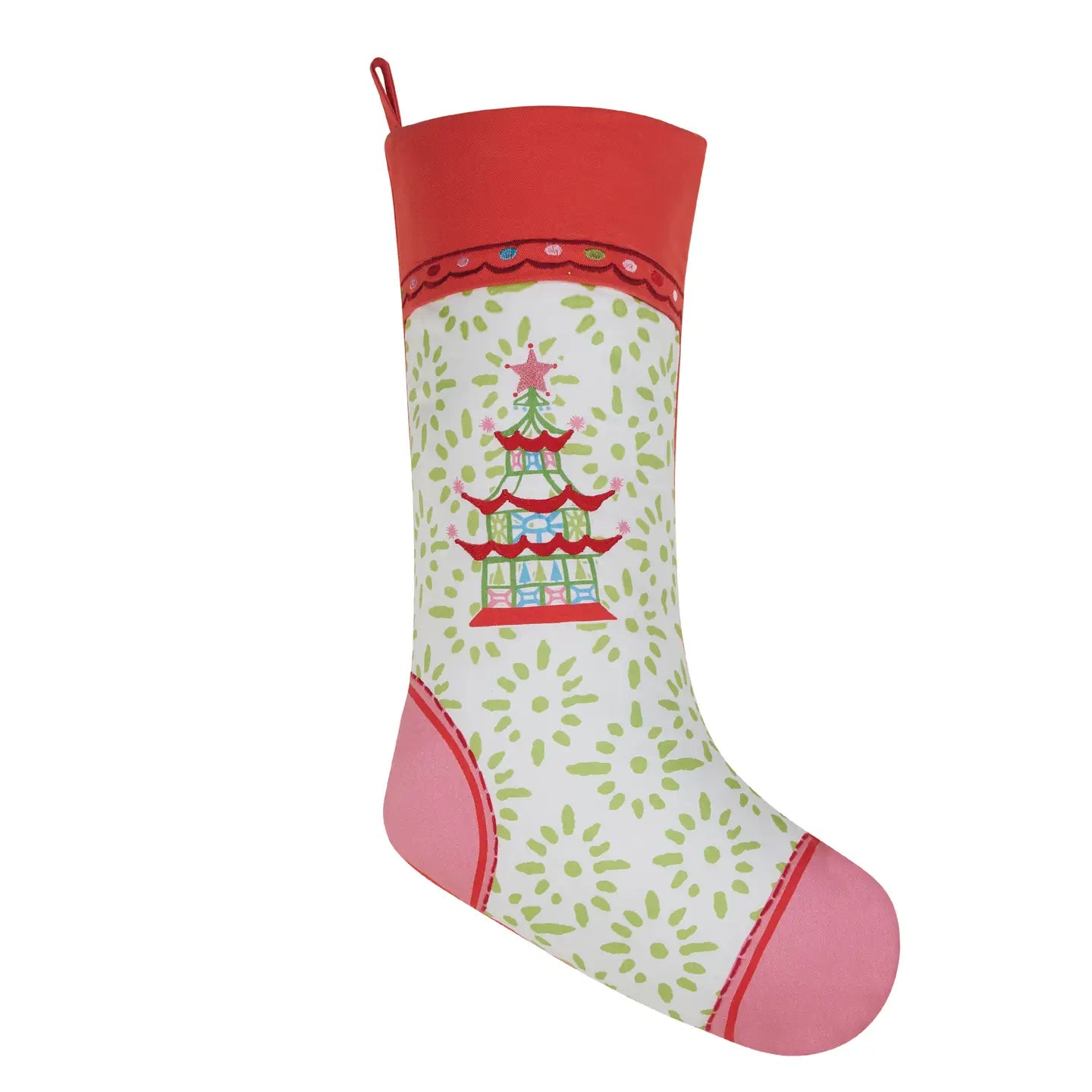 Holiday Follies Printed Embroidered Stocking
