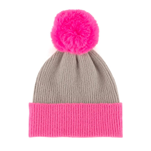 Grey & Pink Beanie