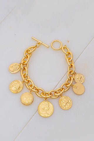 Gold Chunky Chain Coin Bracelet