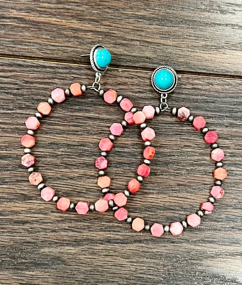 Peachy Coral Gemstone Earrings