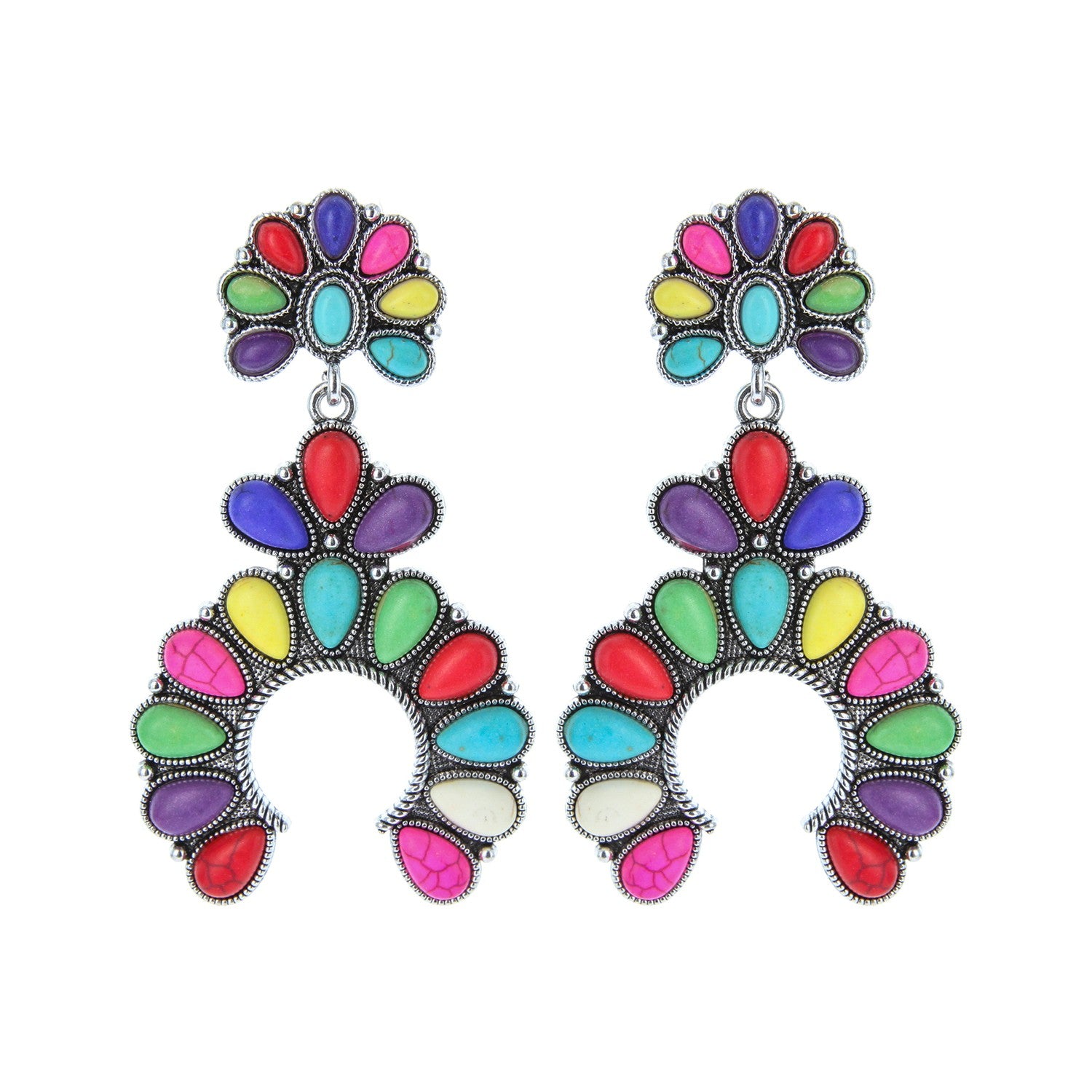 Multi Color Stone Arch Earrings