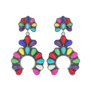 Multi Color Stone Arch Earrings