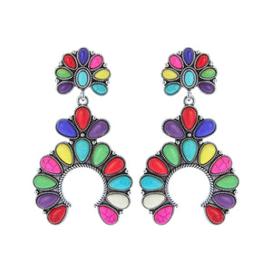 Multi Color Stone Arch Earrings