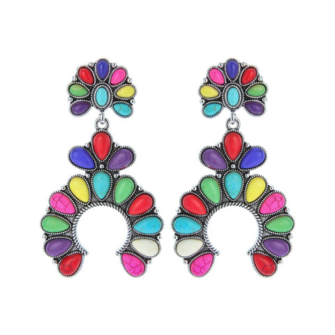 Multi Color Stone Arch Earrings