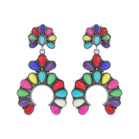 Multi Color Stone Arch Earrings