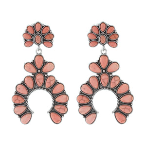 Pink Stone Arch Earrings