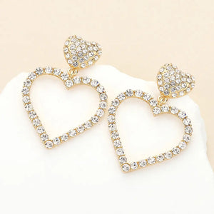 Crystal Double Heart Link Earrings