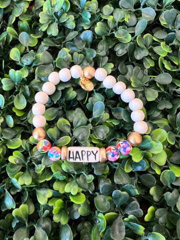 Affirmation Word Abstract Bracelet - Happy