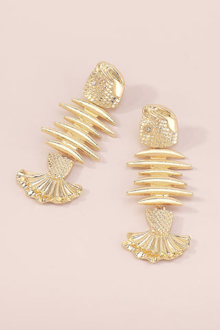 Vintage Gold Fish Bone Earrings
