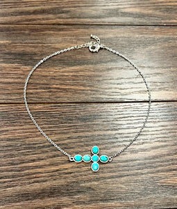Turquoise Stone Cross Necklace