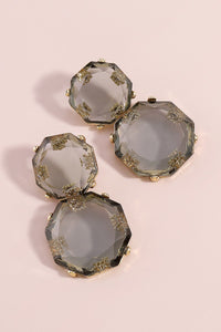 Grey Double Stone Earrings
