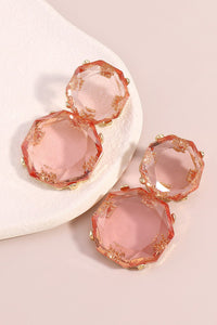 Peach Double Stone Earrings