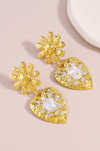 Gold Crown Heart Earrings