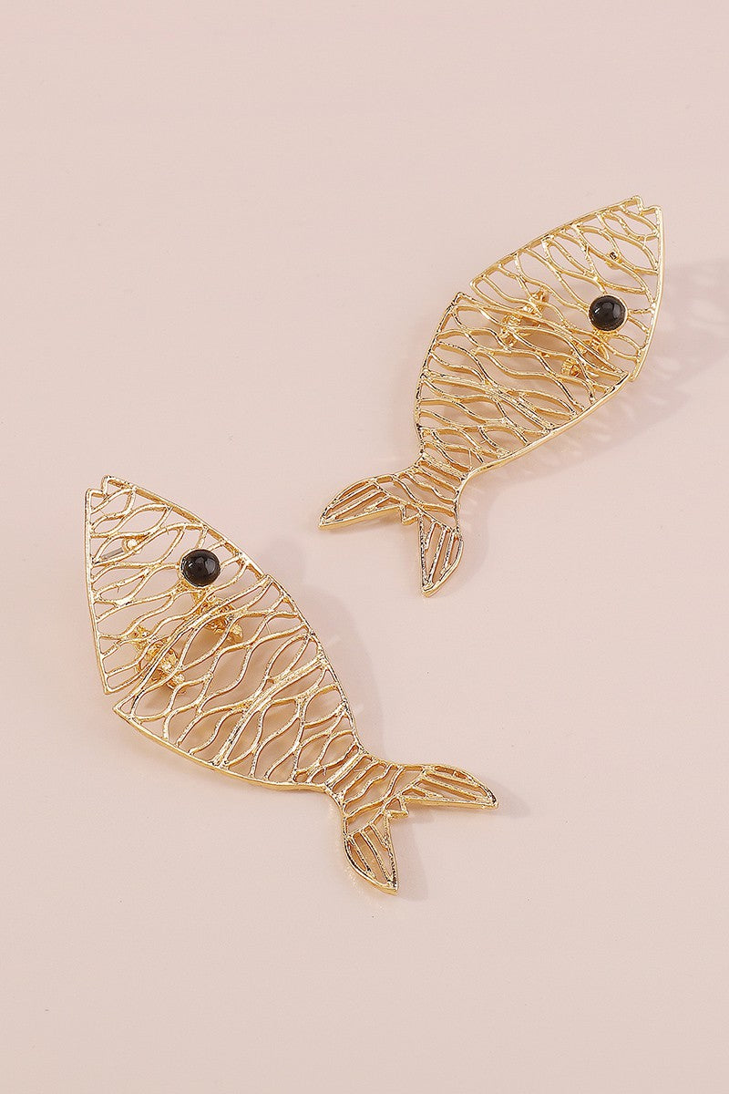 Gold Tropical Fish Earrings