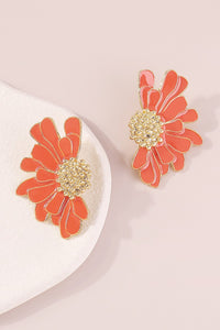 Orange Flower Earrings