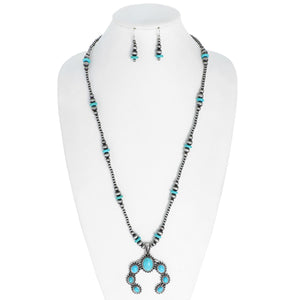 Turquoise Stone Blossom Western Necklace