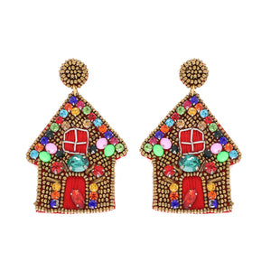 Jeweled Gingerbread House Earrings