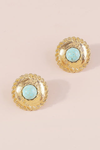 Gold Turquoise Stud Earrings