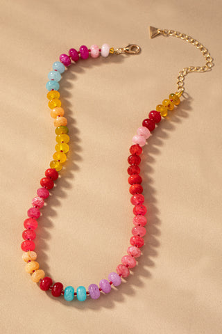 Red Rainbow Gemstone Necklace