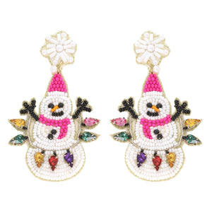 Tangled Lights Snowman Earrings
