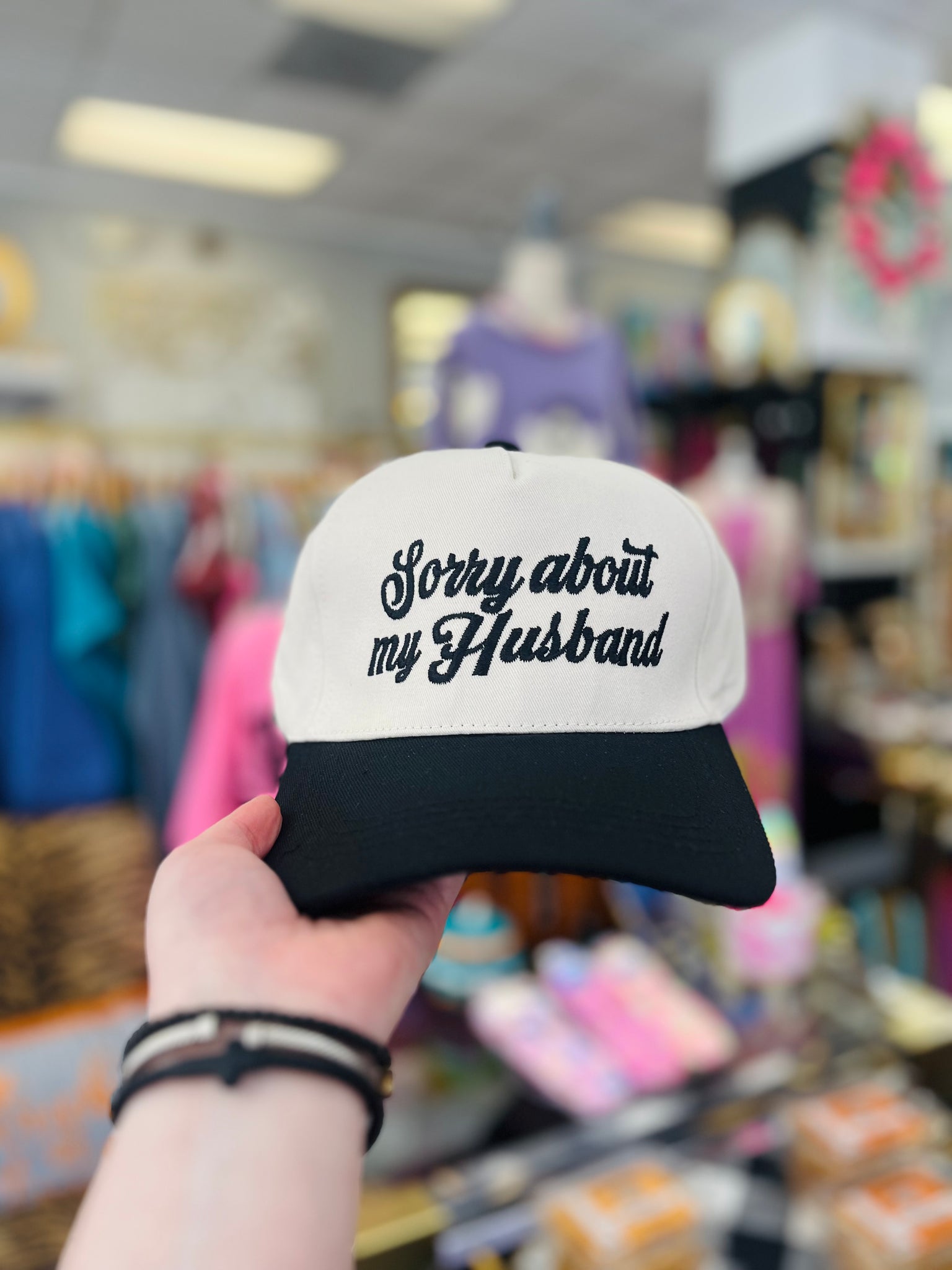 Sorry About My Husband Trucker Hat - Black