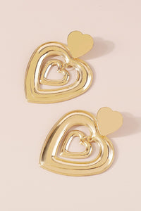 Gold Double Heart Earrings