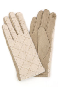 Ivory Diamond Pattern Gloves