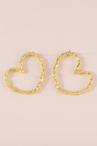 Gold Heart Outline Earrings