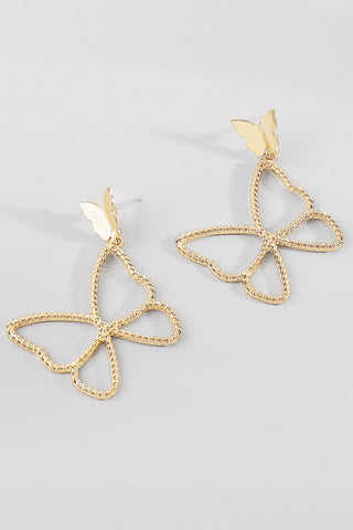 Gold Butterfly Outline Earrings
