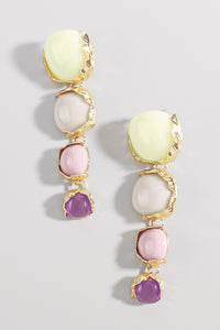 Multi Color Four Stone Earrings