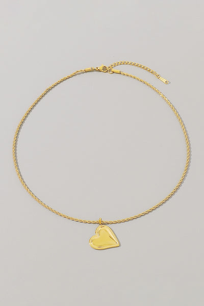 Gold Rope Chain Heart Necklace