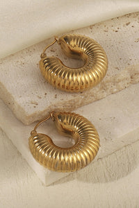 Gold Stripe Textured Hoops
